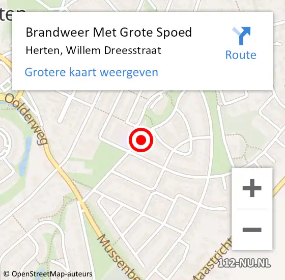 Locatie op kaart van de 112 melding: Brandweer Met Grote Spoed Naar Herten, Willem Dreesstraat op 20 juni 2023 14:05