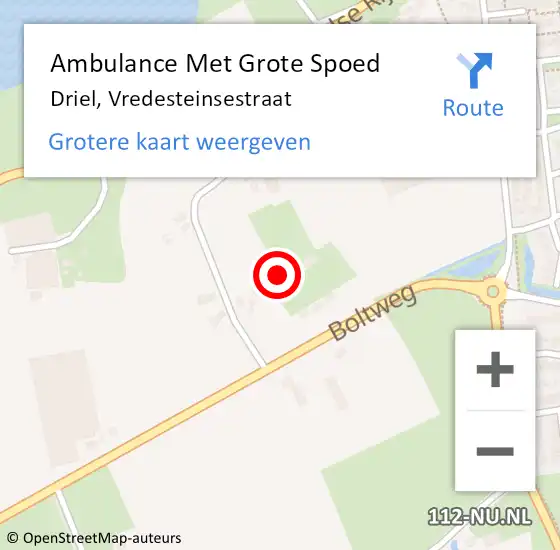Locatie op kaart van de 112 melding: Ambulance Met Grote Spoed Naar Driel, Vredesteinsestraat op 29 augustus 2014 17:03