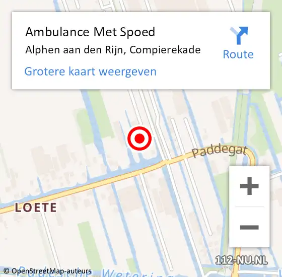 Locatie op kaart van de 112 melding: Ambulance Met Spoed Naar Alphen aan den Rijn, Compierekade op 20 juni 2023 14:32