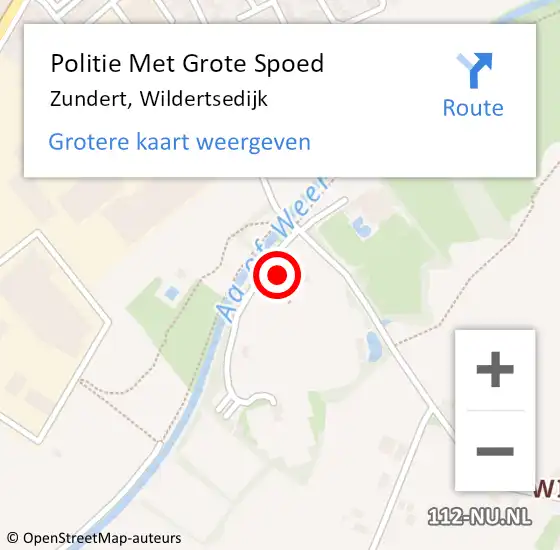 Locatie op kaart van de 112 melding: Politie Met Grote Spoed Naar Zundert, Wildertsedijk op 20 juni 2023 14:38