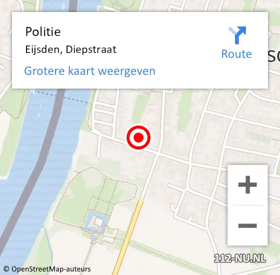 Locatie op kaart van de 112 melding: Politie Eijsden, Diepstraat op 20 juni 2023 14:40