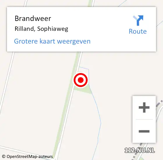 Locatie op kaart van de 112 melding: Brandweer Rilland, Sophiaweg op 20 juni 2023 14:48