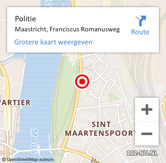 Locatie op kaart van de 112 melding: Politie Maastricht, Franciscus Romanusweg op 20 juni 2023 14:55
