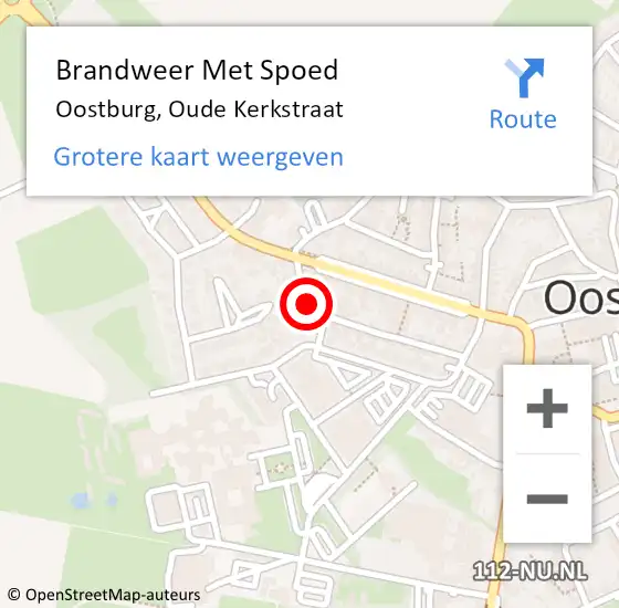 Locatie op kaart van de 112 melding: Brandweer Met Spoed Naar Oostburg, Oude Kerkstraat op 20 juni 2023 15:14