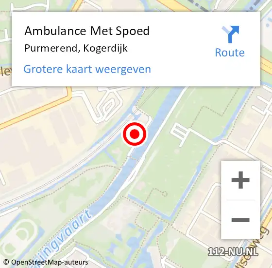 Locatie op kaart van de 112 melding: Ambulance Met Spoed Naar Purmerend, Kogerdijk op 20 juni 2023 15:23