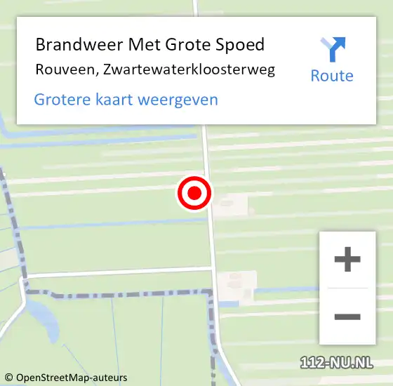 Locatie op kaart van de 112 melding: Brandweer Met Grote Spoed Naar Rouveen, Zwartewaterkloosterweg op 20 juni 2023 16:03