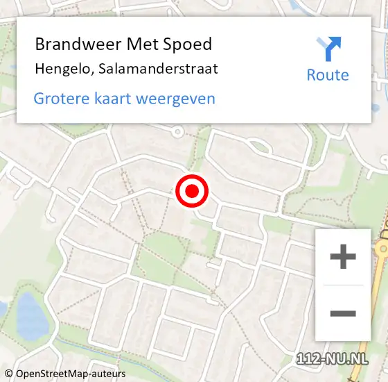 Locatie op kaart van de 112 melding: Brandweer Met Spoed Naar Hengelo, Salamanderstraat op 20 juni 2023 16:10