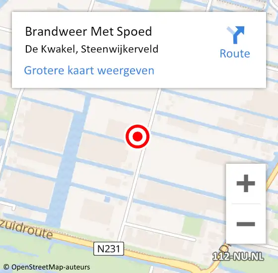 Locatie op kaart van de 112 melding: Brandweer Met Spoed Naar De Kwakel, Steenwijkerveld op 20 juni 2023 16:19