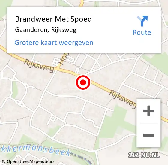 Locatie op kaart van de 112 melding: Brandweer Met Spoed Naar Gaanderen, Rijksweg op 20 juni 2023 16:24