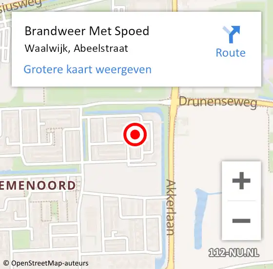 Locatie op kaart van de 112 melding: Brandweer Met Spoed Naar Waalwijk, Abeelstraat op 20 juni 2023 16:28