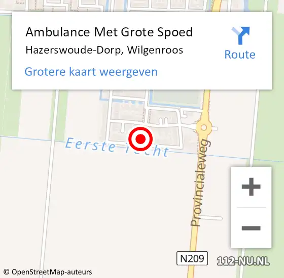 Locatie op kaart van de 112 melding: Ambulance Met Grote Spoed Naar Hazerswoude-Dorp, Wilgenroos op 20 juni 2023 16:33