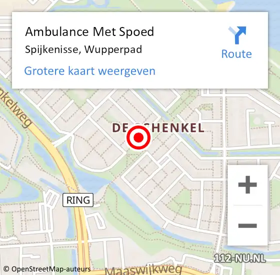 Locatie op kaart van de 112 melding: Ambulance Met Spoed Naar Spijkenisse, Wupperpad op 20 juni 2023 16:35