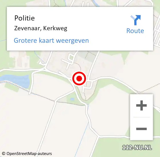 Locatie op kaart van de 112 melding: Politie Zevenaar, Kerkweg op 20 juni 2023 16:39