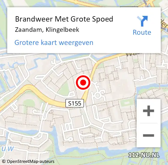 Locatie op kaart van de 112 melding: Brandweer Met Grote Spoed Naar Zaandam, Klingelbeek op 20 juni 2023 16:44