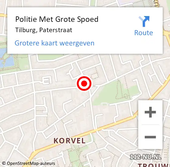 Locatie op kaart van de 112 melding: Politie Met Grote Spoed Naar Tilburg, Paterstraat op 20 juni 2023 16:44