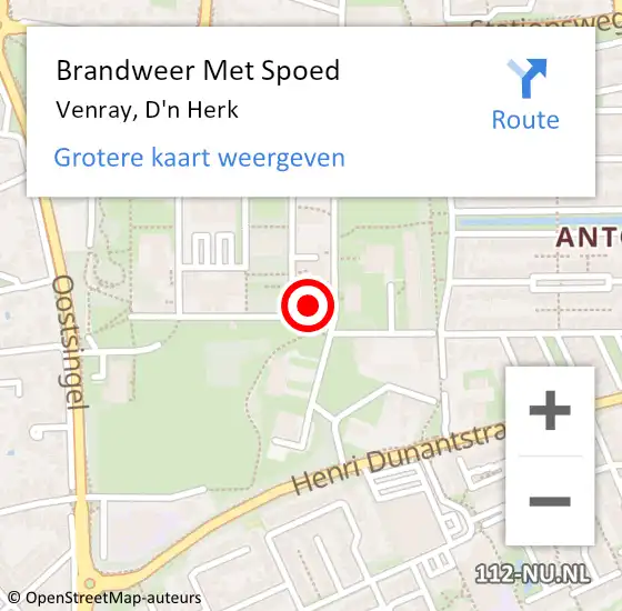 Locatie op kaart van de 112 melding: Brandweer Met Spoed Naar Venray, D'n Herk op 20 juni 2023 16:47