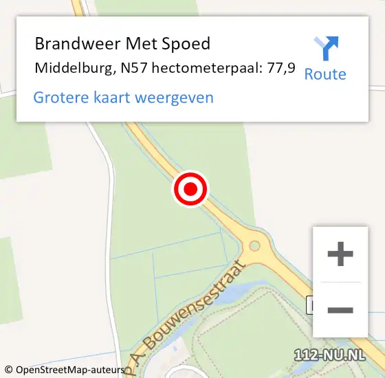 Locatie op kaart van de 112 melding: Brandweer Met Spoed Naar Middelburg, N57 hectometerpaal: 77,9 op 20 juni 2023 16:48