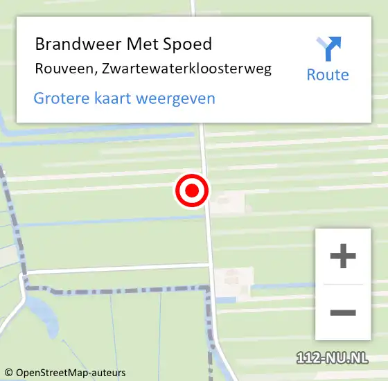 Locatie op kaart van de 112 melding: Brandweer Met Spoed Naar Rouveen, Zwartewaterkloosterweg op 20 juni 2023 16:50