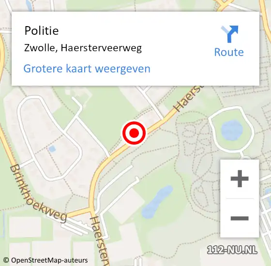 Locatie op kaart van de 112 melding: Politie Zwolle, Haersterveerweg op 20 juni 2023 16:51