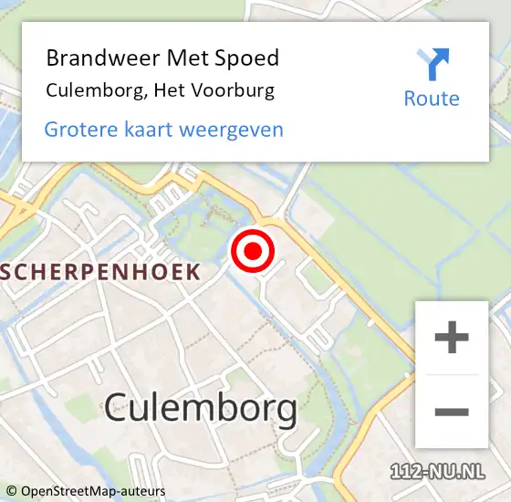 Locatie op kaart van de 112 melding: Brandweer Met Spoed Naar Culemborg, Het Voorburg op 20 juni 2023 16:58