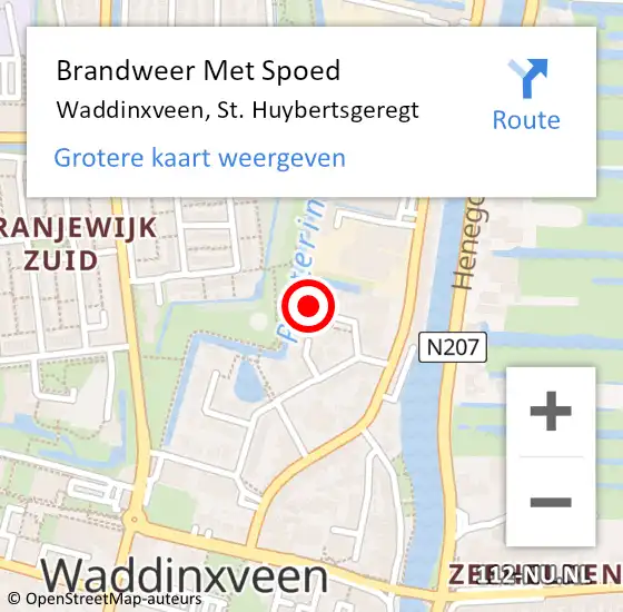 Locatie op kaart van de 112 melding: Brandweer Met Spoed Naar Waddinxveen, St. Huybertsgeregt op 20 juni 2023 17:06