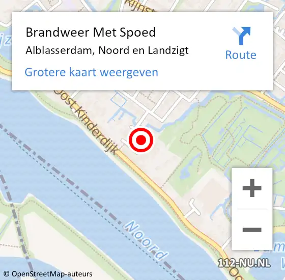 Locatie op kaart van de 112 melding: Brandweer Met Spoed Naar Alblasserdam, Noord en Landzigt op 20 juni 2023 17:11