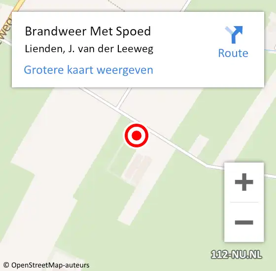 Locatie op kaart van de 112 melding: Brandweer Met Spoed Naar Lienden, J. van der Leeweg op 20 juni 2023 17:23
