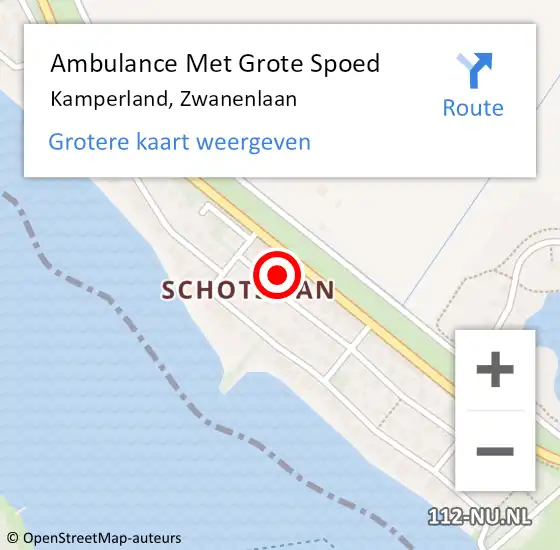 Locatie op kaart van de 112 melding: Ambulance Met Grote Spoed Naar Kamperland, Zwanenlaan op 29 augustus 2014 17:35