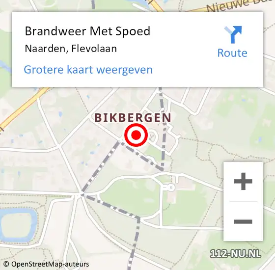 Locatie op kaart van de 112 melding: Brandweer Met Spoed Naar Naarden, Flevolaan op 20 juni 2023 17:39