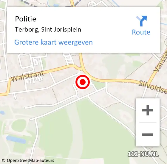 Locatie op kaart van de 112 melding: Politie Terborg, Sint Jorisplein op 20 juni 2023 17:39