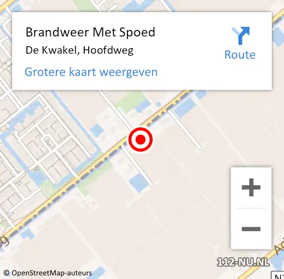 Locatie op kaart van de 112 melding: Brandweer Met Spoed Naar De Kwakel, Hoofdweg op 20 juni 2023 17:41