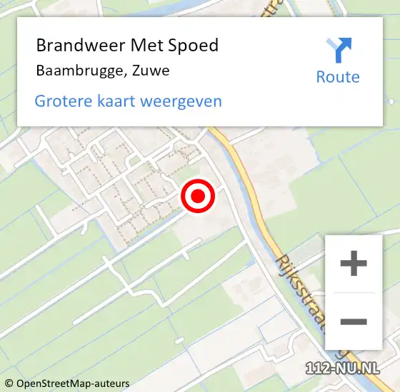 Locatie op kaart van de 112 melding: Brandweer Met Spoed Naar Baambrugge, Zuwe op 20 juni 2023 17:46