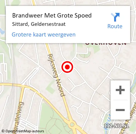 Locatie op kaart van de 112 melding: Brandweer Met Grote Spoed Naar Sittard, Geldersestraat op 20 juni 2023 17:57