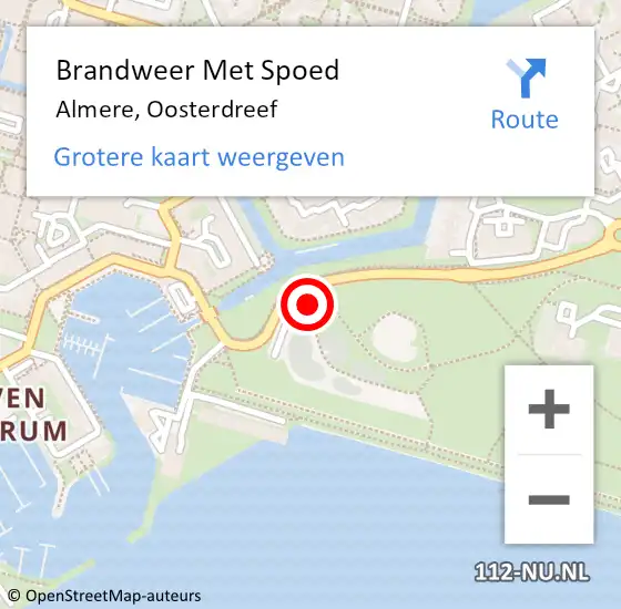 Locatie op kaart van de 112 melding: Brandweer Met Spoed Naar Almere, Oosterdreef op 20 juni 2023 17:59