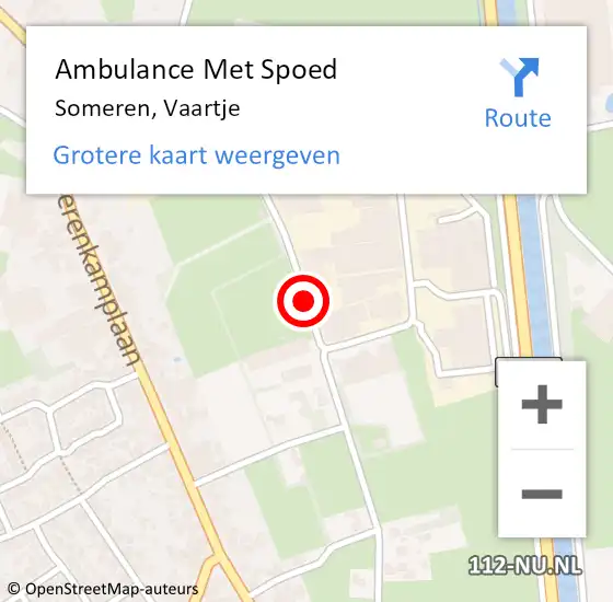 Locatie op kaart van de 112 melding: Ambulance Met Spoed Naar Someren, Vaartje op 29 augustus 2014 17:44