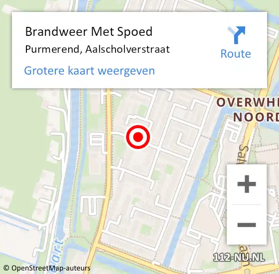 Locatie op kaart van de 112 melding: Brandweer Met Spoed Naar Purmerend, Aalscholverstraat op 20 juni 2023 18:24