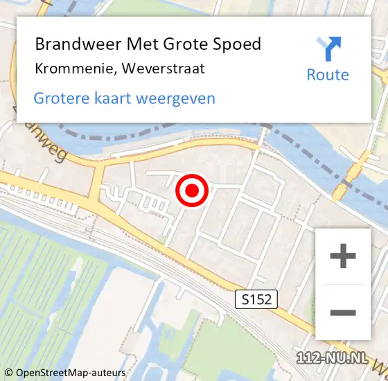 Locatie op kaart van de 112 melding: Brandweer Met Grote Spoed Naar Krommenie, Weverstraat op 20 juni 2023 18:28