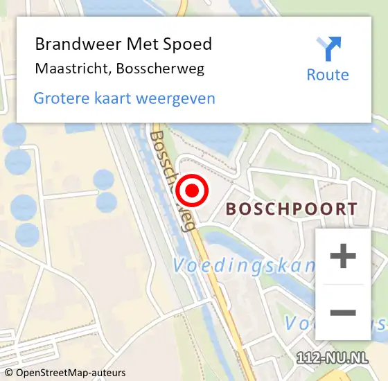 Locatie op kaart van de 112 melding: Brandweer Met Spoed Naar Maastricht, Bosscherweg op 20 juni 2023 18:45