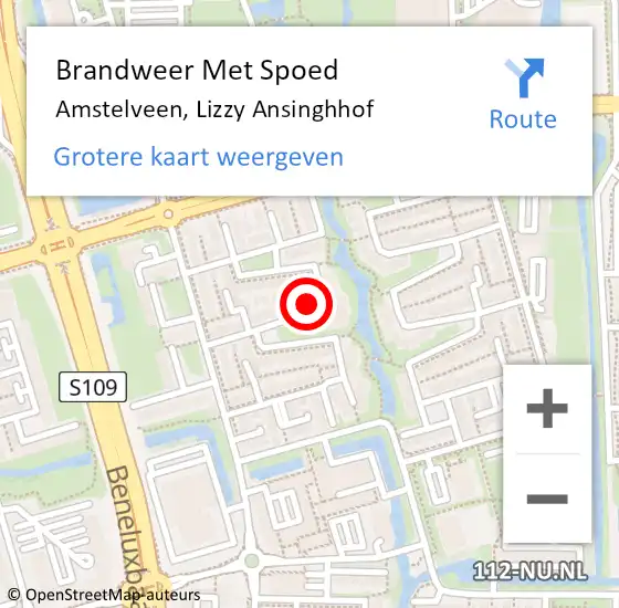 Locatie op kaart van de 112 melding: Brandweer Met Spoed Naar Amstelveen, Lizzy Ansinghhof op 20 juni 2023 18:45