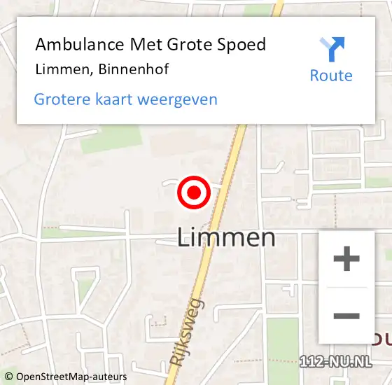 Locatie op kaart van de 112 melding: Ambulance Met Grote Spoed Naar Limmen, Binnenhof op 20 juni 2023 18:52