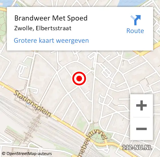 Locatie op kaart van de 112 melding: Brandweer Met Spoed Naar Zwolle, Elbertsstraat op 20 juni 2023 18:57