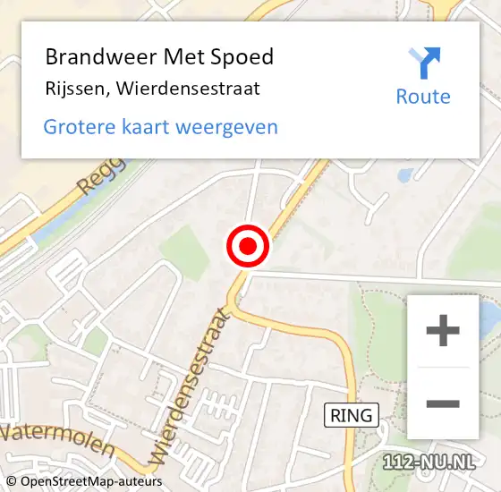 Locatie op kaart van de 112 melding: Brandweer Met Spoed Naar Rijssen, Wierdensestraat op 20 juni 2023 19:24