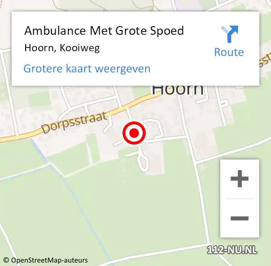 Locatie op kaart van de 112 melding: Ambulance Met Grote Spoed Naar Hoorn, Kooiweg op 13 oktober 2013 04:53