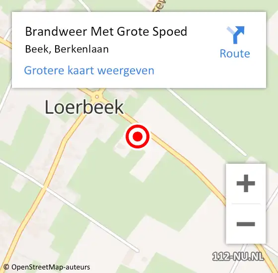 Locatie op kaart van de 112 melding: Brandweer Met Grote Spoed Naar Beek, Berkenlaan op 20 juni 2023 19:29