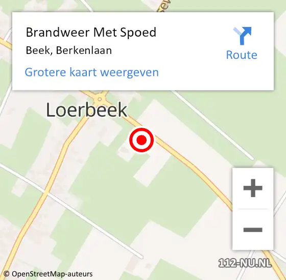 Locatie op kaart van de 112 melding: Brandweer Met Spoed Naar Beek, Berkenlaan op 20 juni 2023 19:34