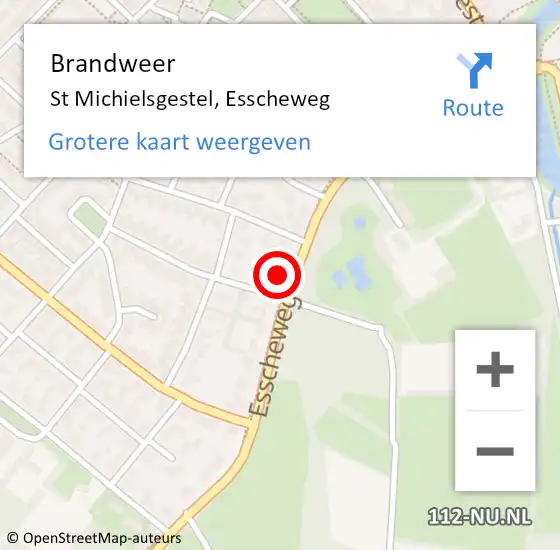 Locatie op kaart van de 112 melding: Brandweer St Michielsgestel, Esscheweg op 13 oktober 2013 04:55