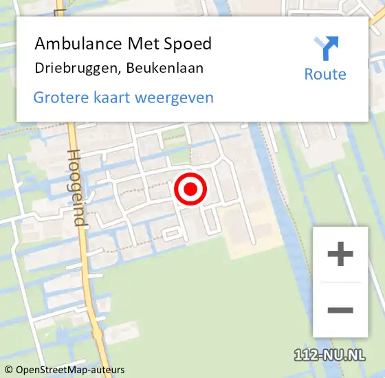 Locatie op kaart van de 112 melding: Ambulance Met Spoed Naar Driebruggen, Beukenlaan op 20 juni 2023 20:09