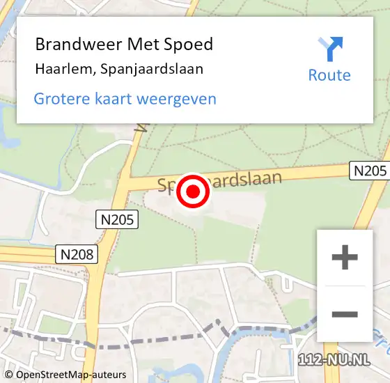 Locatie op kaart van de 112 melding: Brandweer Met Spoed Naar Haarlem, Spanjaardslaan op 20 juni 2023 20:14