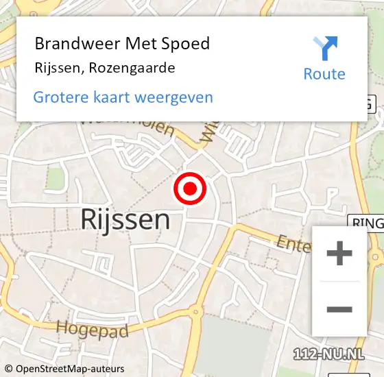 Locatie op kaart van de 112 melding: Brandweer Met Spoed Naar Rijssen, Rozengaarde op 20 juni 2023 20:15