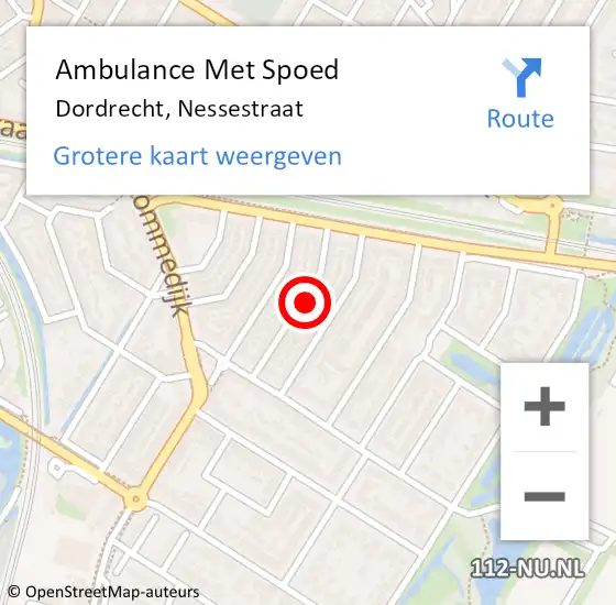 Locatie op kaart van de 112 melding: Ambulance Met Spoed Naar Dordrecht, Nessestraat op 20 juni 2023 20:29